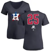 Jose Cruz Jr. Women's Houston Astros Name and Number Banner Wave V-Neck T-Shirt - Navy