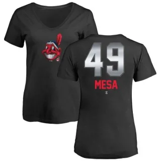 Jose Mesa Women's Cleveland Indians Midnight Mascot V-Neck T-Shirt - Black