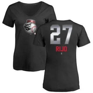 Jose Rijo Women's Cincinnati Reds Midnight Mascot V-Neck T-Shirt - Black