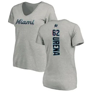 Jose Urena Women's Miami Marlins Backer Slim Fit T-Shirt - Ash