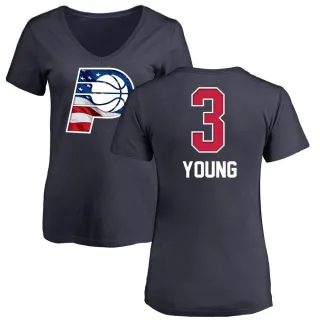 Joseph Young Women's Indiana Pacers Navy Name and Number Banner Wave V-Neck T-Shirt