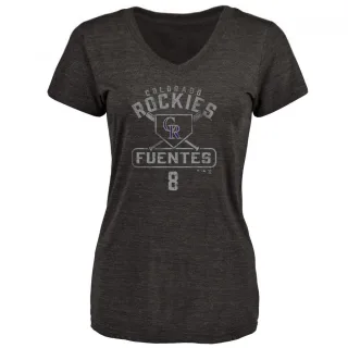 Josh Fuentes Women's Colorado Rockies Base Runner Tri-Blend T-Shirt - Black