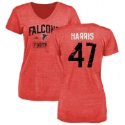 Josh Harris Women's Atlanta Falcons Distressed Name & Number Tri-Blend T-Shirt - Red