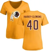 Josh Harvey-Clemons Women's Washington Redskins Name & Number Logo Slim Fit T-Shirt - Gold