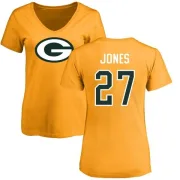 Josh Jones Women's Green Bay Packers Name & Number Logo Slim Fit T-Shirt - Gold