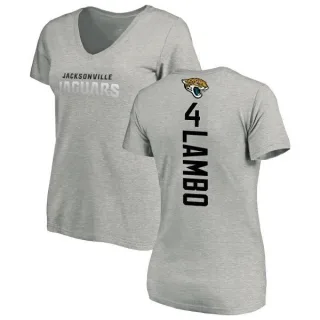 Josh Lambo Women's Jacksonville Jaguars Backer V-Neck T-Shirt - Ash