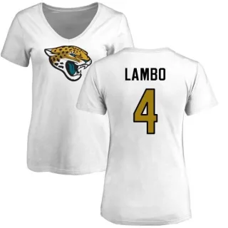 Josh Lambo Women's Jacksonville Jaguars Name & Number Logo Slim Fit T-Shirt - White