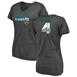 Josh Lambo Women's Jacksonville Jaguars Retro Tri-Blend V-Neck T-Shirt - Black