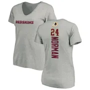 Josh Norman Women's Washington Redskins Backer V-Neck T-Shirt - Ash