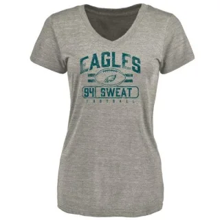 Josh Sweat Women's Philadelphia Eagles Flanker Tri-Blend T-Shirt - Heathered Gray