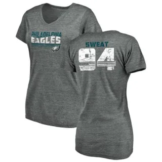 Josh Sweat Women's Philadelphia Eagles Retro Tri-Blend V-Neck T-Shirt - Heathered Gray