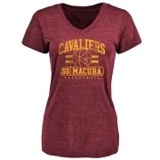 J.P. Macura Women's Cleveland Cavaliers Maroon Baseline Tri-Blend T-Shirt