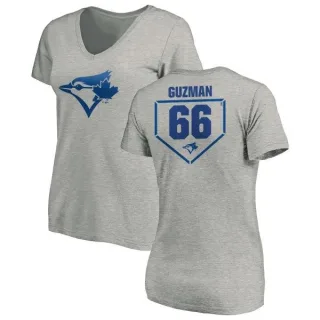 Juan Guzman Women's Toronto Blue Jays RBI Slim Fit V-Neck T-Shirt - Heathered Gray