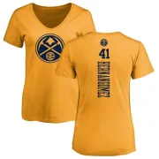 Juan Hernangomez Women's Denver Nuggets Gold One Color Backer Slim-Fit V-Neck T-Shirt