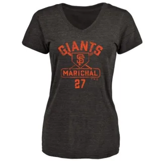 Juan Marichal Women's San Francisco Giants Base Runner Tri-Blend T-Shirt - Black