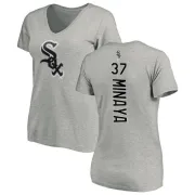 Juan Minaya Women's Chicago White Sox Backer Slim Fit T-Shirt - Ash