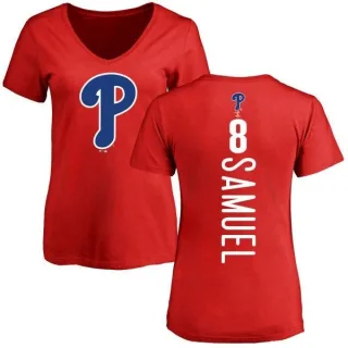 Juan Samuel Women's Philadelphia Phillies Backer Slim Fit T-Shirt - Red