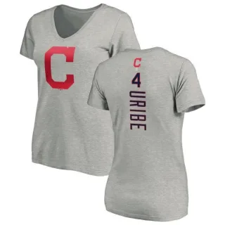 Juan Uribe Women's Cleveland Indians Backer Slim Fit T-Shirt - Ash