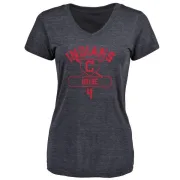 Juan Uribe Women's Cleveland Indians Base Runner Tri-Blend T-Shirt - Navy