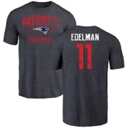 Julian Edelman New England Patriots Navy Distressed Name & Number Tri-Blend T-Shirt