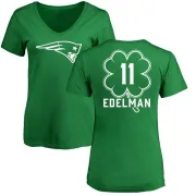 Julian Edelman Women's New England Patriots Green St. Patrick's Day Name & Number V-Neck T-Shirt