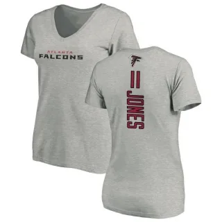 Julio Jones Women's Atlanta Falcons Backer V-Neck T-Shirt - Ash