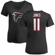 Julio Jones Women's Atlanta Falcons Name & Number Logo Slim Fit T-Shirt - Black