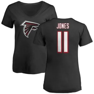 Julio Jones Women's Atlanta Falcons Name & Number Logo Slim Fit T-Shirt - Black