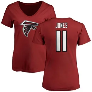 Julio Jones Women's Atlanta Falcons Name & Number Logo Slim Fit T-Shirt - Red