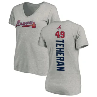 Julio Teheran Women's Atlanta Braves Backer Slim Fit T-Shirt - Ash