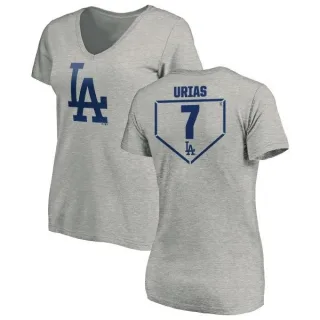 Julio Urias Women's Los Angeles Dodgers RBI Slim Fit V-Neck T-Shirt - Heathered Gray