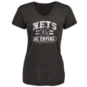 Julius Erving Women's Brooklyn Nets Black Baseline Tri-Blend T-Shirt