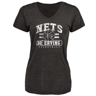 Julius Erving Women's Brooklyn Nets Black Baseline Tri-Blend T-Shirt