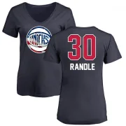 Julius Randle Women's New York Knicks Navy Name and Number Banner Wave V-Neck T-Shirt