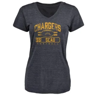 Junior Seau Women's Los Angeles Chargers Flanker Tri-Blend T-Shirt - Navy