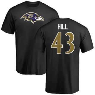 Justice Hill Baltimore Ravens Name & Number Logo T-Shirt - Black