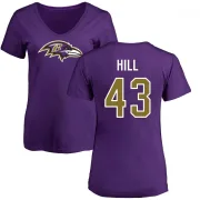 Justice Hill Women's Baltimore Ravens Name & Number Logo Slim Fit T-Shirt - Purple