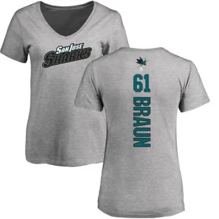 Justin Braun Women's San Jose Sharks Backer T-Shirt - Ash