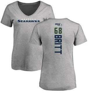 Justin Britt Women's Seattle Seahawks Backer V-Neck T-Shirt - Ash