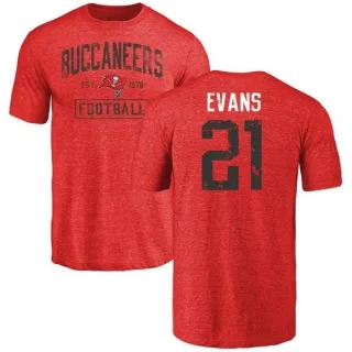 Justin Evans Tampa Bay Buccaneers Red Distressed Name & Number Tri-Blend T-Shirt