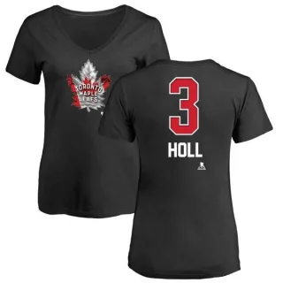 Justin Holl Women's Toronto Maple Leafs Name and Number Banner Wave V-Neck T-Shirt - Black