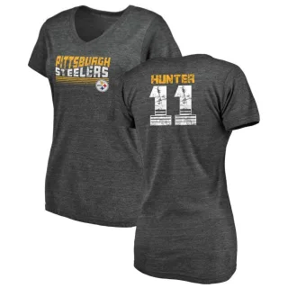 Justin Hunter Women's Pittsburgh Steelers Retro Tri-Blend V-Neck T-Shirt - Black