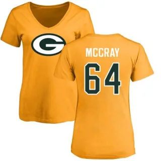 Justin McCray Women's Green Bay Packers Name & Number Logo Slim Fit T-Shirt - Gold