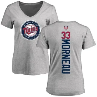 Justin Morneau Women's Minnesota Twins Backer Slim Fit T-Shirt - Ash