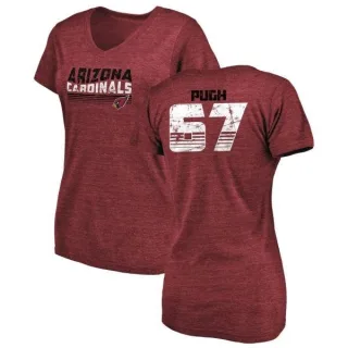 Justin Pugh Women's Arizona Cardinals Retro Tri-Blend V-Neck T-Shirt - Cardinal