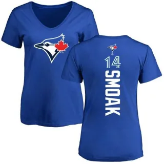 Justin Smoak Women's Toronto Blue Jays Backer Slim Fit T-Shirt - Royal