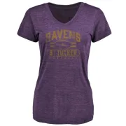 Justin Tucker Women's Baltimore Ravens Flanker Tri-Blend T-Shirt - Purple