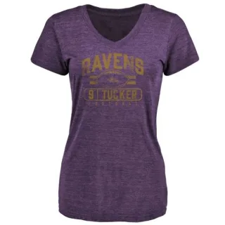 Justin Tucker Women's Baltimore Ravens Flanker Tri-Blend T-Shirt - Purple