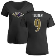 Justin Tucker Women's Baltimore Ravens Name & Number Logo Slim Fit T-Shirt - Black