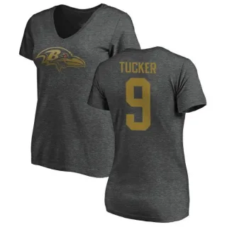 Justin Tucker Women's Baltimore Ravens One Color T-Shirt - Ash